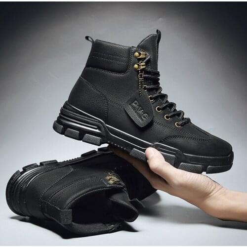 New Men Boots PULeather Waterproof Lace Up Military Boots Men Winter Ankle Lightweight Shoes Men Winter Casual Non Slipd2