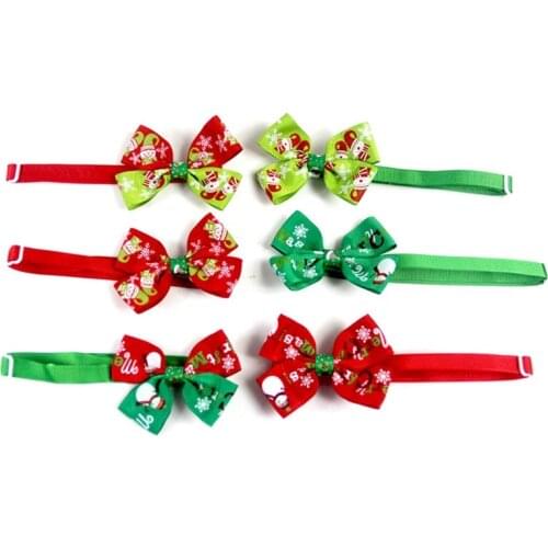 Lovely Cat Dog Collar Bow Tie Christmas Bowknot Adjustable Neck Strap Dog Grooming Accessories Xmas Pets Products Supplies