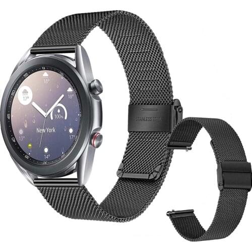 For Samsung Galaxy Watch 3 45mm band 20mm 22mm Solid Stainless Steel Wristbands Mesh Metal Bracelet for Galaxy Watch3 41mm Strap