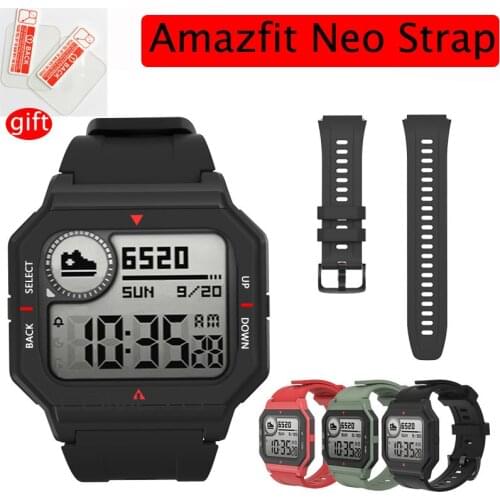 3in1 Soft Silicone strap for Amazfit Neo smart watch Wristband band For Xiaomi Huami Amazfit Neo glass screen protector film