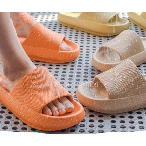 Women Thick Platform Slippers Summer Beach Eva Soft Sole Slide Sandals Leisure Men Ladies Indoor Bathroom Anti-slip Shoes
