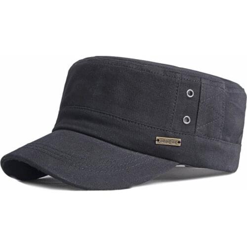 Fibonacci Spring Summer Military Hats For Men Women Casual Flat Top Military Cap Army Cap Solid Black Hat Adjustable Wholesale