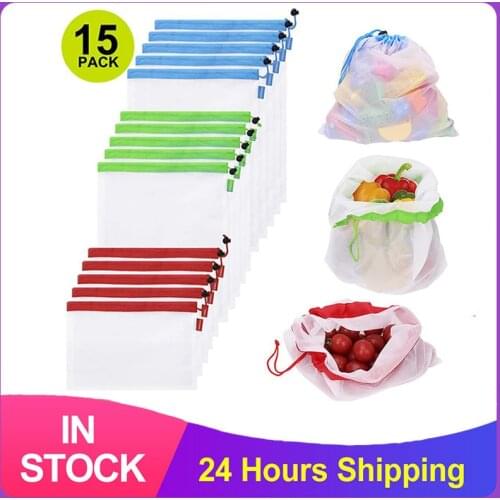 Drawstring Fruit Mesh Bag Polyester Stitching Mesh Bag Drawstring Nylon Vegetable Storage Mesh Bag Reusable Grocery Shopping Bag