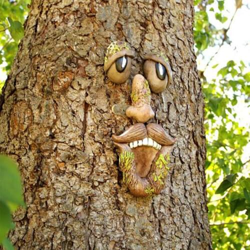 Old Man Tree Hugger Garden Peeker Yard Art Old Man Bark Face Decoration Tree Face Statue Treant Race Old Man Mask Garden Decor