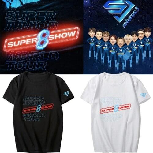 SUPER JUNIOR Album World Tour Suprt Show 8 Korean Style T Shirt Tees Hip Hop Tshirt Short Sleeve Tops T-shirts PT1154