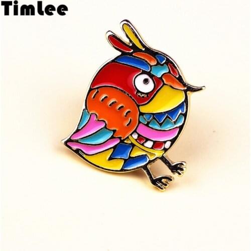 Timlee X246 Cartoon lovely Colorful Bird Metal National Style Brooch Pins Gift Wholesale