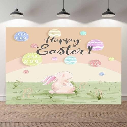 Thin vinyl happy easter rabbit cartoon party kidsBanner Backgrounds Printed Professional Indoor Photographic studio Backdrop