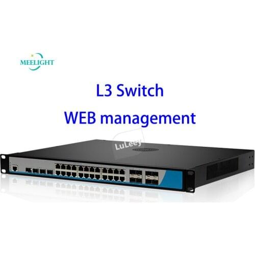 Three-tier core management brings together 8 Gigabit SFP 4 Gigabit 24 Port L3 Gigabit Switches English WEB management