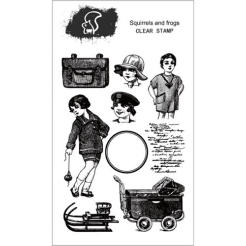 Vintage childhood transparent silicone clear stamp for scrapbooking DIY craft decoration soft stamp kids stationery