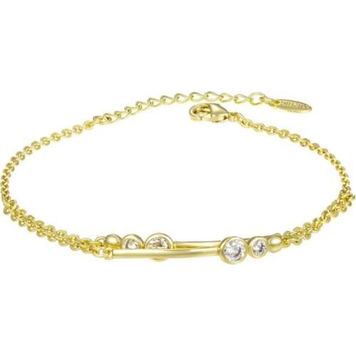 Japanese Korean Womens Temperament Copper Alloy 24k Gold Bracelets For Women Set Zircon Double Layer Jewelry 2021 Trend Jewelry