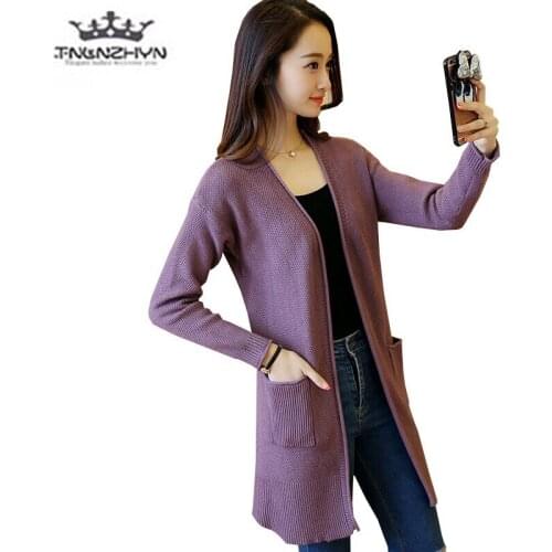 Autumn womens jacket 2019 new fashion knitted Sweater cardigan Outerwear long loose thin large size sweater coat female tide