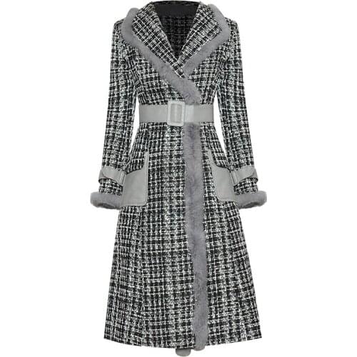 Newest HIGH QUALITY Fashion 2021 Winter Designer Coat Womens Plaid Tweed Long Overcoat