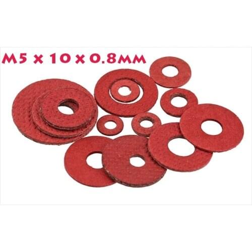 1000pcs M5 x 10 x 0.8mm M5 Steel Flat pad Red insulation Paper Plastic Flat insulating Spacer Fiber Washers m5 x 10 x 0.8