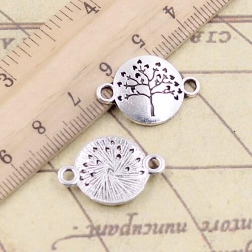 20pcs Charms Peace Tree Connector 23x16mm Tibetan Bronze Silver Color Pendants Antique Jewelry Making DIY Handmade Craft