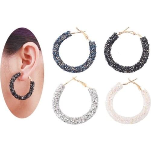 2021 Fashion jewelry New round tube earrings Creative OL style Crystal from Swarovskis 4 Colors Fit Women Party