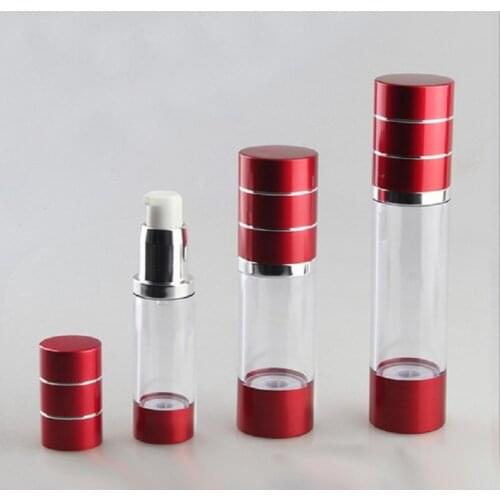 30ML red plastic/aluminum airless bottle for lotion/emulsion/serum/whitening liquid essence skin care cosmetic packing