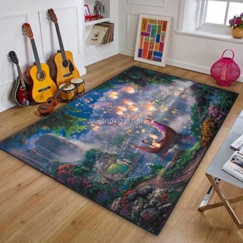 3D Disney Rapunzel Princess Play Mat Children Non-slip Carpet Baby Frozen Crawling Carpet Kids Boys Girls Adult Room Mickey Rug