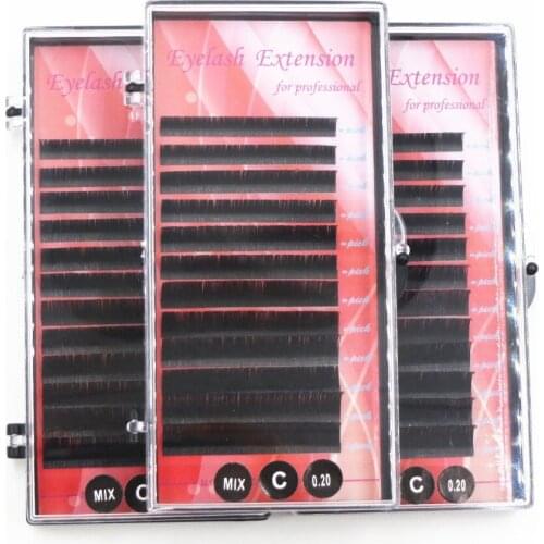 5 trays per lot 0.15mm 0.2mm Korea Ellipse Cashmere Flat Eyelash Extensions False Individual Eyelashes
