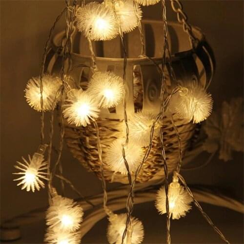 5M 28LED Furry Ball White Edelweiss Snowflake String Light 220V/110V colorful outdoor Christmas Wedding party Decoration Garland