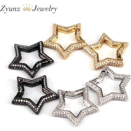 5PCS, Micro Pave CZ Spring Buckle Metal Snap Clasp, Trigger Star, Snap Hook for Jewelry Key Chain Handbag Fashion Supply