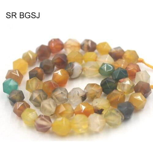 Free Shipping SR 8mm Faceted Round Polygonal Yellow Carnelian Gemstone Natural Stone Findings diy Beads Strand 15"