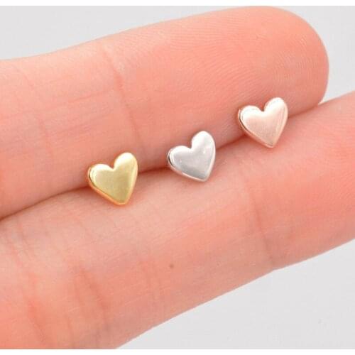 Bohemian Statement Sweet Cute Rose Gold Color Petite Heart Shape Earrings For Women Female Boho Brincos Lovely Wedding Jewelry
