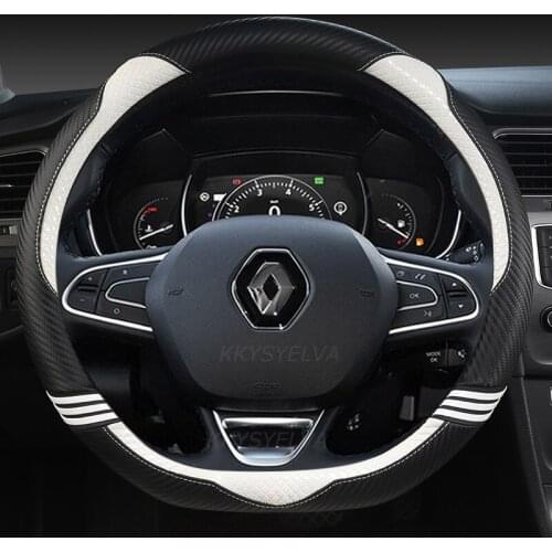 For Renault Scenic 1 2 3 4 Grand Scenic Megane Car Steering Wheel Cover Microfiber Leather + Carbon Fiber Auto Accessories