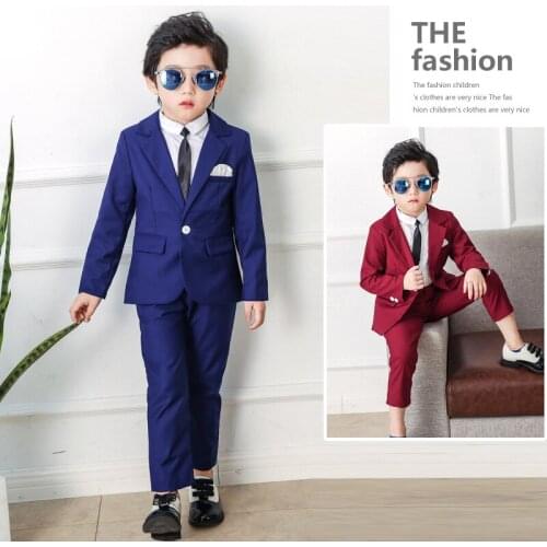 Children Suit Baby Boys Suits Kids Blazer Boys Formal Suit For Baby Boy Weddings Boys Clothes Set Jackets+Pants 2pcs 2-8Y