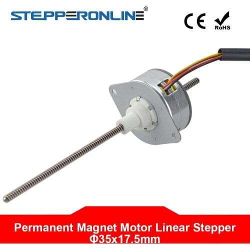Permanent Magnet Motor Φ35x17.5mm PM Non-Captive Linear Stepper Motor 0.46A Lead 1.22mm/0.047" Lead Screw Length 139.7mm