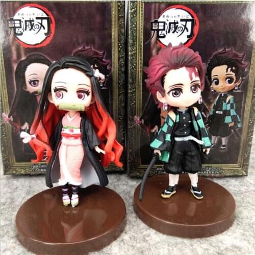 2pcs/set Anime Demon Slayer Kimetsu no Yaiba Figure Kamado Tanjirou Kamado Nezuko Figure toy 7cm gifts