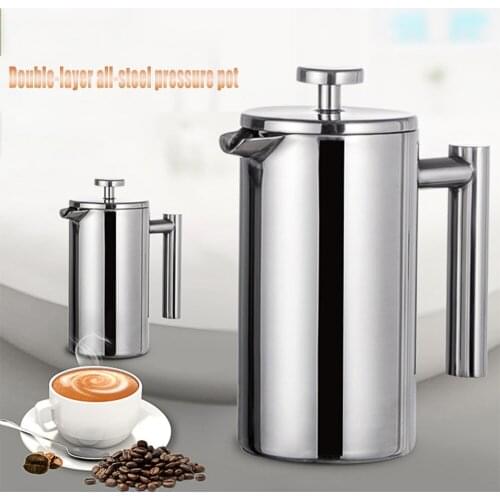 French Press Coffee Maker Stainless Steel Percolator Pot Double Wall Large Capacity Manual Containers Coffeeware Espresso Jug