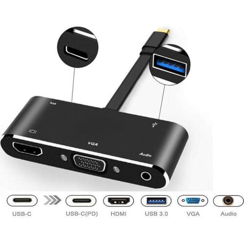 USB Type C USB-C To HDMI 4K USB 3.0 Audio VGA HUB Thunderbolt 3 Adapter For Samsung Note 8 S8 S9 S10 S4 Huawei mate10 V20 mate2