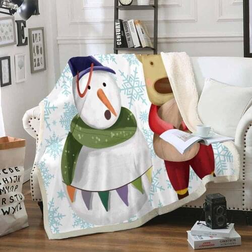 Cute Snowman Deer Christmas Snowflake Blanket Soft Warm Plush Throw Winter Blankets for Beds Shaggy Couch Travel Hiking Blanket