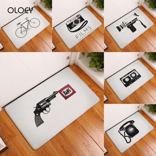 Old Camera Floor Mat 40x60cm Velvet Bathroom Non-slip Soft Carpet Kitchen Living Room Floor Mat Home Bedroom Decoration Mat