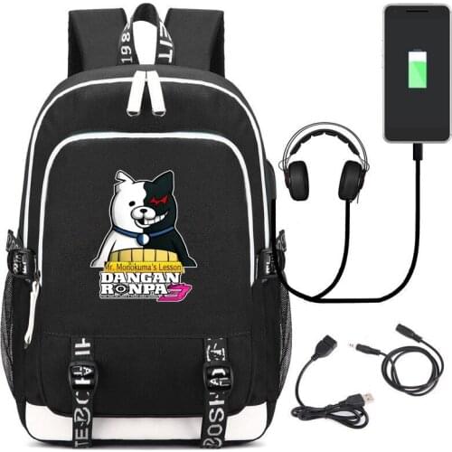 New Danganronpa V3 Killing Harmony School Backpack Monokuma Black Laptop Travel Shoulder Bag Cartoon Teens Work Casual Bags Gift