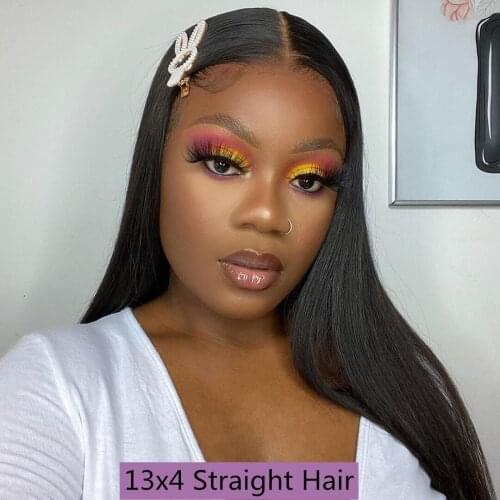 Human Hair Straight Lace Front Wig For Black Women Brazilian Straight 180 250 Density Lace Wigs Lace Closure Wig