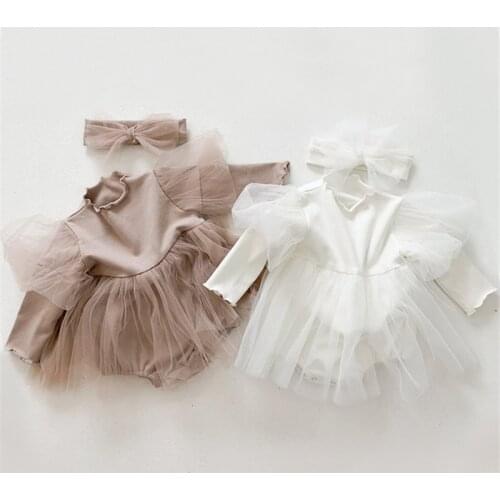 Princess Baby Girl Dresses + Headband Baby Wedding Party Dresses Infant 1st Birthday Baptism Dress Newborn Girl Romper Clothes