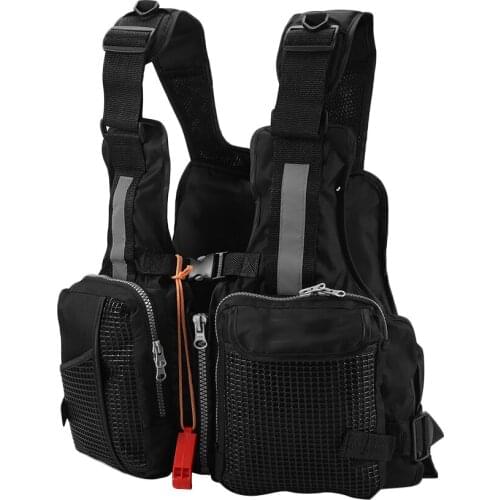 Adults Adjustable Multi-pocket Belt Bright Reflective Stripe Lifesaving Vest Life Jackets With Whistle For Fishing Sailing 70N