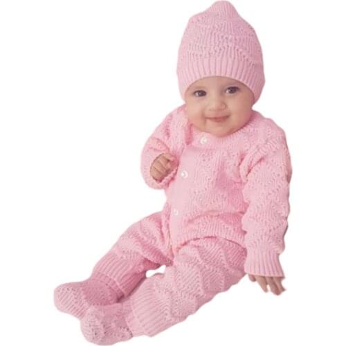 Pink, Dented Knitwear Girl Baby Rompers BG1554