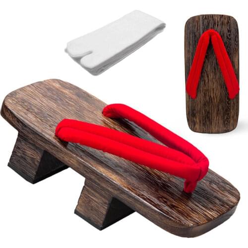 Paulownia Wooden Shoes for Man Woman Two Teeth Japan Traditional Ethnic Samurai Geta Clogs Woman Floral Print Sandals