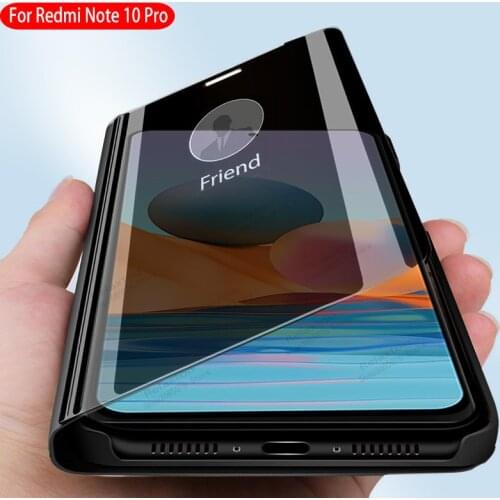 Smart mirror flip case For xiaomi redmi note 10 pro case magnetic stand phone cover For redmi note note 10 pro note10pro coques