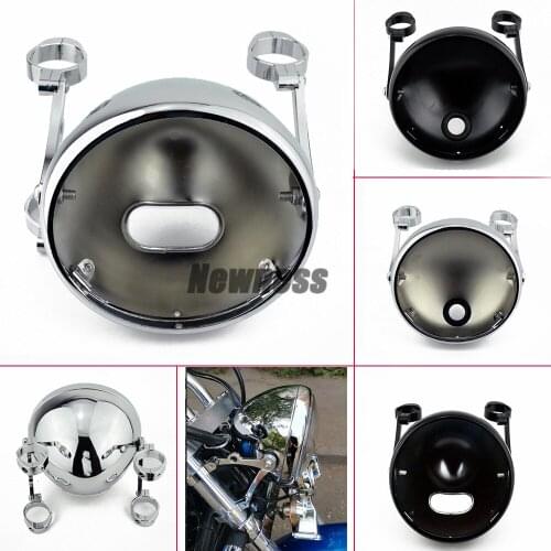 Universal Motorcycle Outside Shell LED 7"Headlight Housing Cover Bucket Headlight Adjustable Mount Bracket For Harley Lighthouse