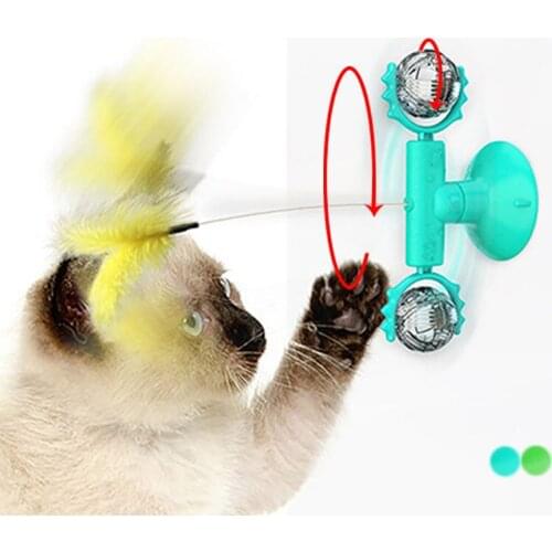 Windmill Cat Toy Feather Ball Track Interactive Teaser Wand Stick Happynip Scratching Toys Game Accessories Katten Speelgoed