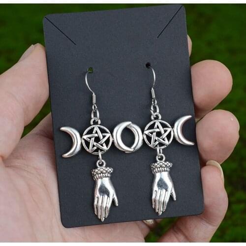 Wicca Hand Earring Moon Star Witch Gothic Earring