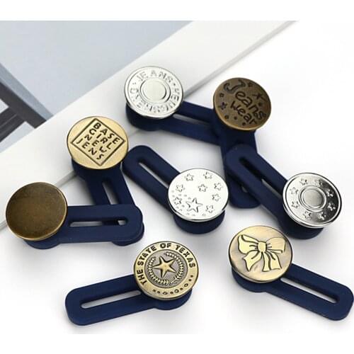 1Pcs Nail-free No Sewing Retractable Buttons Jeans Waist Adjustable Disassembly Expander Waistband Extended Buckles Button