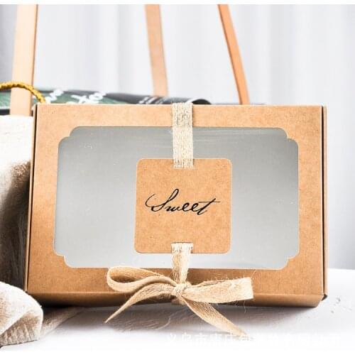 10pcs Sweets Kraft Box Paper Bag Biscuit Cookie Gift Cupcake Box Candy Bag Event & Party Cake Decorating Baking Supplies