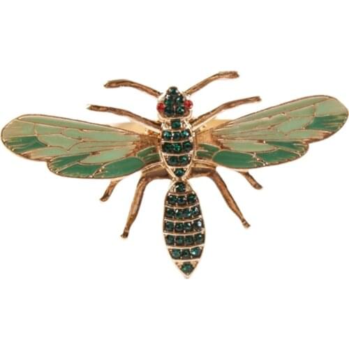 10Pcs the Bee Napkin Buckle Napkin Ring Alloy Green Insect Dragonfly Drip Diamond Buckle Paper Towels