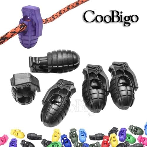 100pcs Grenade Cord Lock Stopper Toggle Clip Clamp Rope Clasp Buckles for Garment Shoelace Drawstring Bag DIY Accessory Colorful