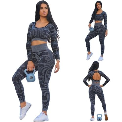 2021 Summer New Womens Fashion Sexy Casual Sports Yoga Backless Slim Two Piece Suit