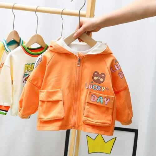 2021 Spring Autumn Baby Girls Jackets zipper Hooded coat Kids Outerwear Casual Sport Hoodied Coats Children Clothing Trench Coat